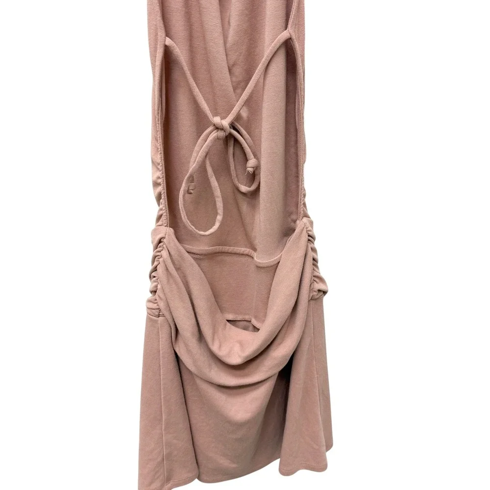 FP Beach Free People Cowl Neck Backless Halter Ruched Mini Dress Pink XS‎